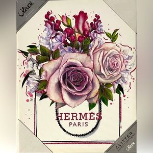 💕{OLIVER GAL} Beautiful Pink Lavender Designer Glitter Floral Wall Art!💐